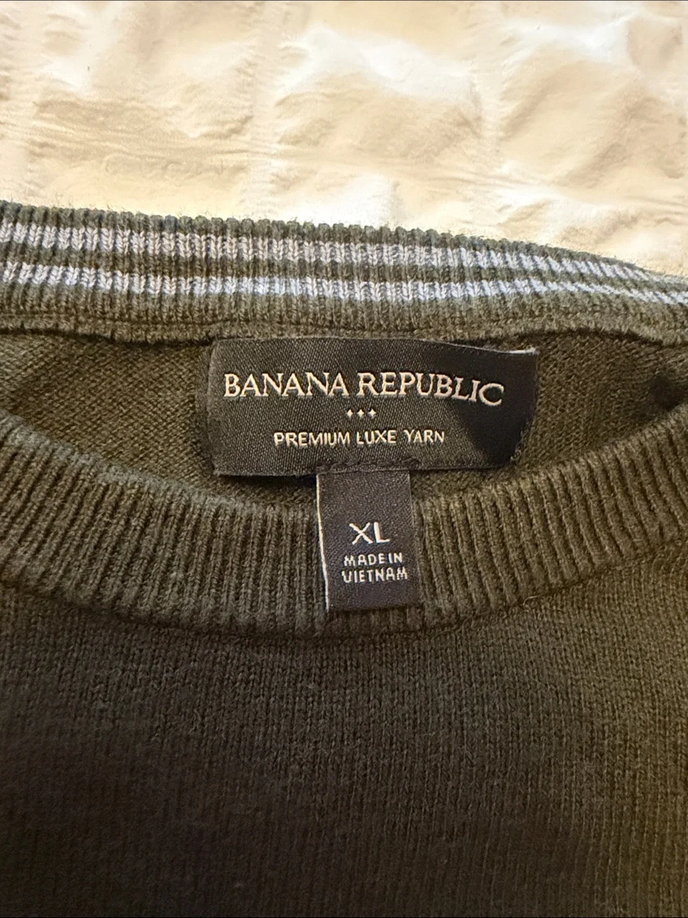 Banana Republic Olive, Gray & Navy Colorblock Crewneck Sweater